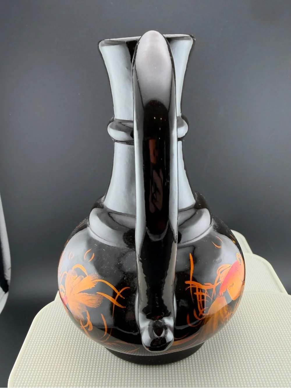 Japanese Lacquerware Sake Set Pitcher (no Lid) Tray 5 Small Cups Goldfish Theme